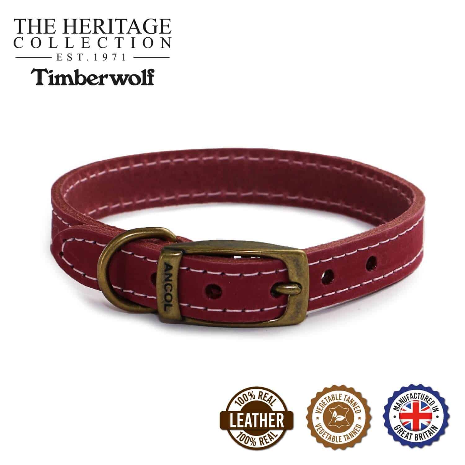 Timberwolf Top-Grain Bridle Leather Lead/Leash Optional Ancol Personalised Dog Collars